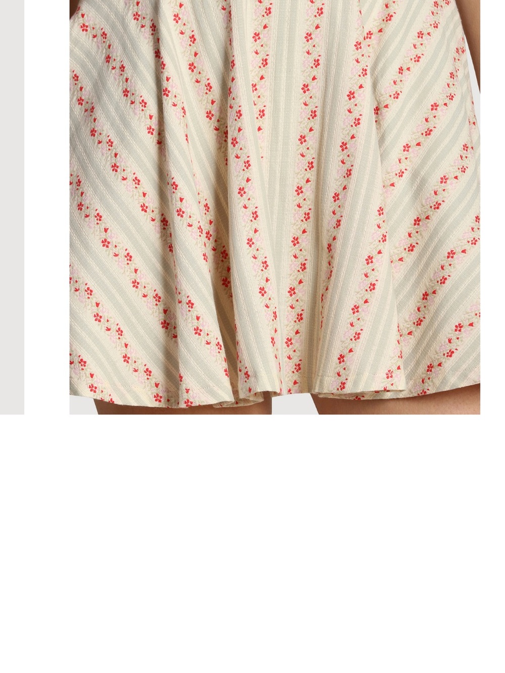 Avec Les Filles Cream A-Line Mini Skirt with Pink Floral Stripe